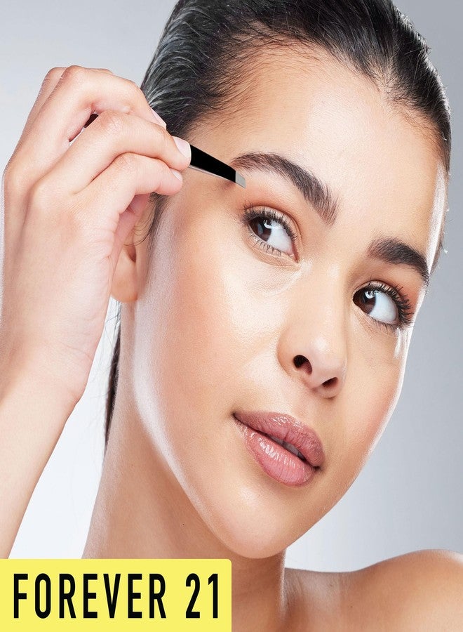 فور ايفر 21 مجموعة ملاقط سوداء من 3 قطع مع فرشاة لامعة - ملاقط لإزالة الشعر، مجموعة ملاقط بزاوية ومدببة، ملاقط دقيقة ومجموعة فرشاة للرموش - Image 5